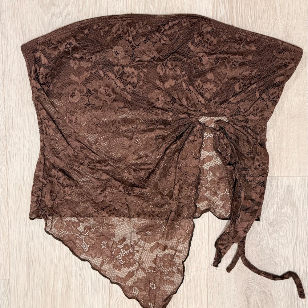 Brown Lace Strapless Top